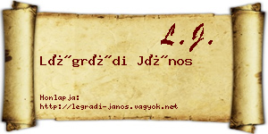 Légrádi János névjegykártya